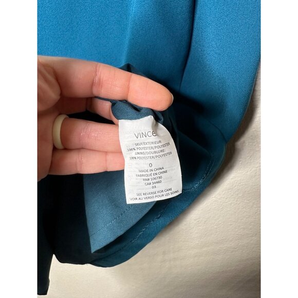 Vince Crepe Shift Dress with Pockets Size 0 Teal Blue Sleeveless Shift - Picture 7 of 9